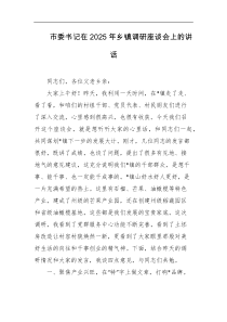 市委书记在2025年乡镇调研座谈会上的讲话
