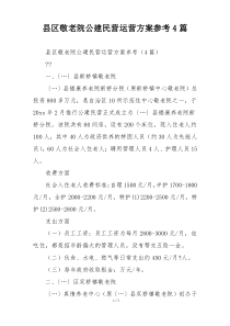 县区敬老院公建民营运营方案参考4篇