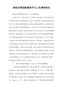 高校共青团新媒体平台工作调研报告