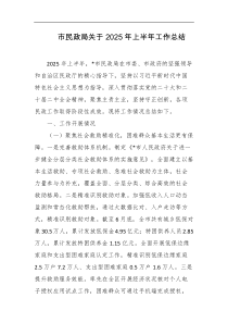 市民政局关于2025年上半年工作总结