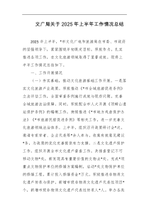 文广局关于2025年上半年工作情况总结