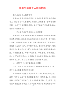 组织生活会个人剖析材料