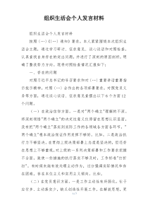 组织生活会个人发言材料