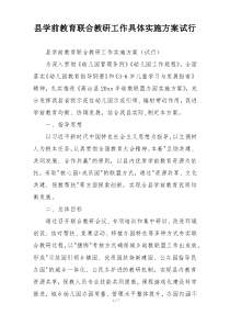县学前教育联合教研工作具体实施方案试行