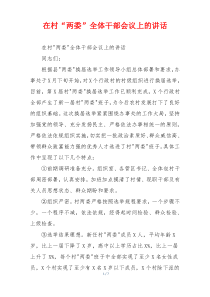 在村“两委”全体干部会议上的讲话