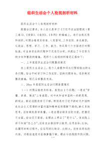 组织生活会个人检视剖析材料