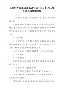 县政府办公室公开选调中层干部、机关工作人员具体实施方案