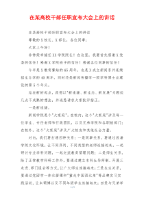 在某高校干部任职宣布大会上的讲话