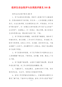 组织生活会批评与自我批评意见300条