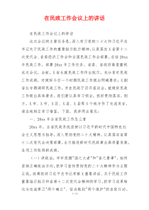 在民政工作会议上的讲话