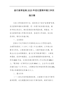 县行政审批局2025年优化营商环境工作实施方案