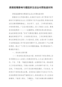 肃清流毒影响专题组织生活会对照检查材料