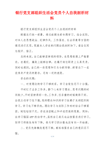 银行党支部组织生活会党员个人自我剖析材料