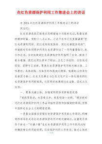 在红色资源保护利用工作推进会上的讲话
