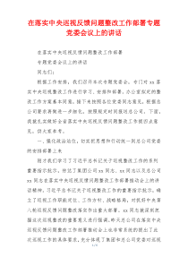 在落实中央巡视反馈问题整改工作部署专题党委会议上的讲话