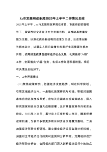 xx市发展和改革局2025年上半年工作情况总结