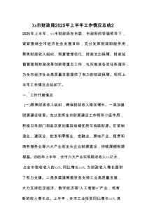 xx市财政局2025年上半年工作情况总结2
