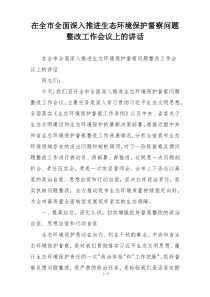 在全市全面深入推进生态环境保护督察问题整改工作会议上的讲话