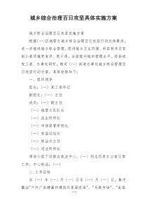 城乡综合治理百日攻坚具体实施方案