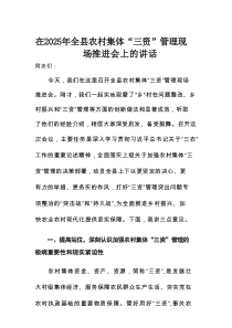 在2025年全县农村集体“三资”管理现场推进会上的讲话