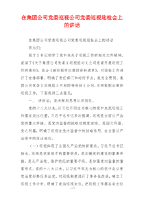 在集团公司党委巡视公司党委巡视迎检会上的讲话