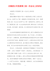 在集团公司党委第三届一次会议上的讲话