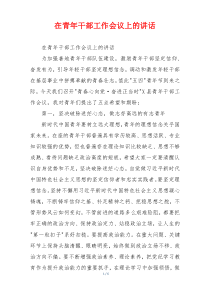 在青年干部工作会议上的讲话