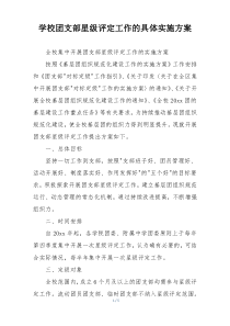 学校团支部星级评定工作的具体实施方案