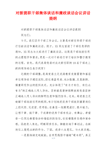 对新提职干部集体谈话和廉政谈话会议讲话提纲