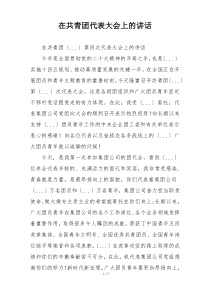 在共青团代表大会上的讲话