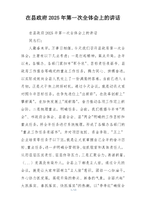 在县政府2025年第一次全体会上的讲话