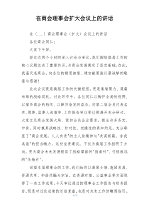 在商会理事会扩大会议上的讲话