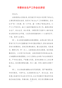 市委安全生产工作会议讲话