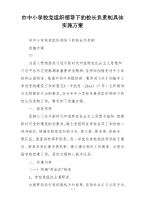市中小学校党组织领导下的校长负责制具体实施方案
