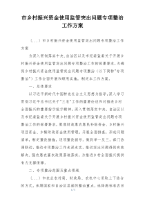市乡村振兴资金使用监管突出问题专项整治工作方案