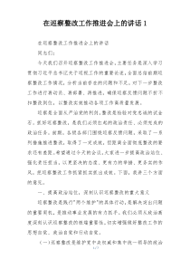 在巡察整改工作推进会上的讲话1