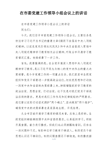 在市委党建工作领导小组会议上的讲话