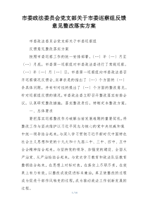 市委政法委员会党支部关于市委巡察组反馈意见整改落实方案