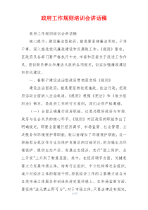 政府工作规则培训会讲话稿