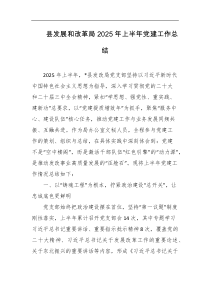 县发展和改革局2025年上半年党建工作总结