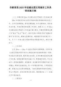 市教育局2025年创建全国文明城市工作具体实施方案