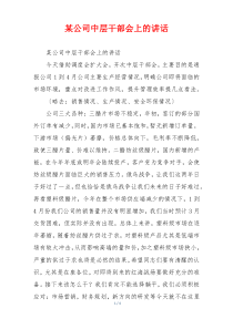 某公司中层干部会上的讲话