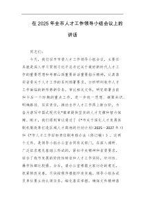 在2025年全市人才工作领导小组会议上的讲话