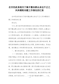 在市民政系统关于集中整治群众身边不正之风和腐败问题工作情况的汇报