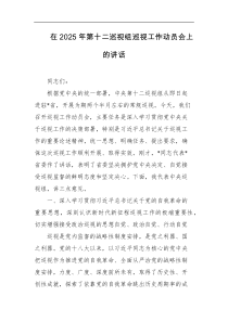 在2025年第十二巡视组巡视工作动员会上的讲话
