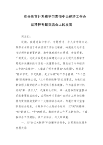 在全县审计系统学习贯彻中央经济工作会议精神专题交流会上的发言