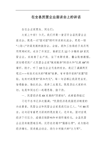 在全县民营企业座谈会上的讲话