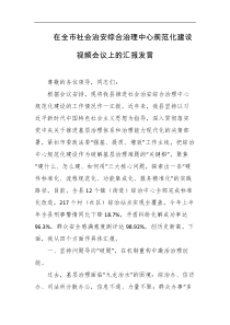 在全市社会治安综合治理中心规范化建设视频会议上的汇报发言