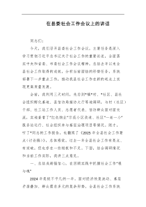 在县委社会工作会议上的讲话