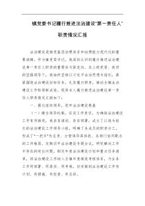 镇党委书记履行推进法治建设第一责任人职责情况汇报